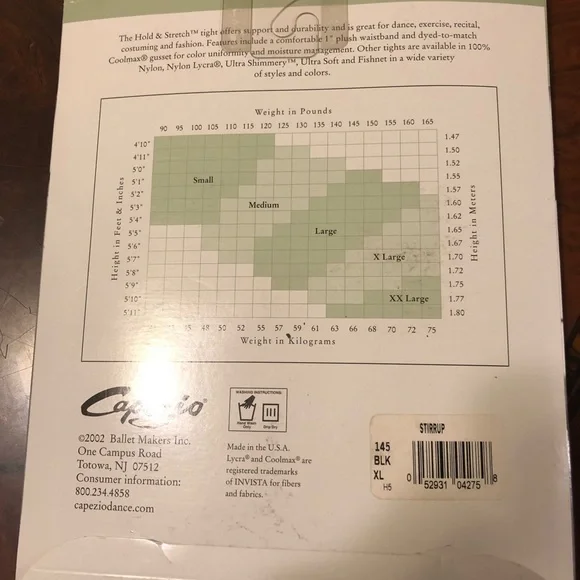 Capezio The Hold & Stretch White Tights, size XL - Picture 7 of 10